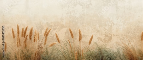 Golden Grasses Against Text...