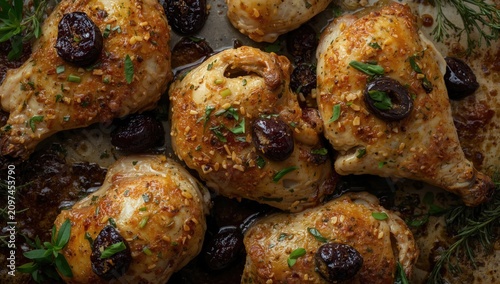 Roasted chicken thighs with...
