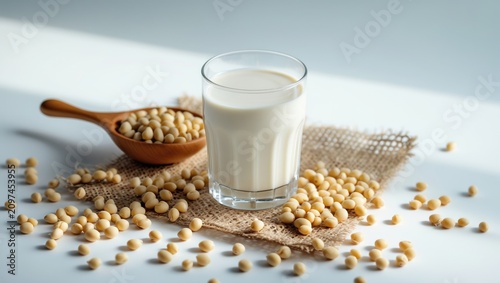 Soy milk and soybeans in a ...