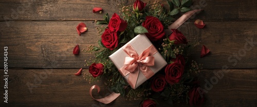 Gift Box Surrounded by Red ...
