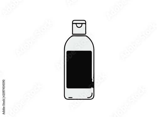 Minimalist Cosmetic Bottle Vector Icon with Label for Soap, Shampoo, or Body Lotion Packaging