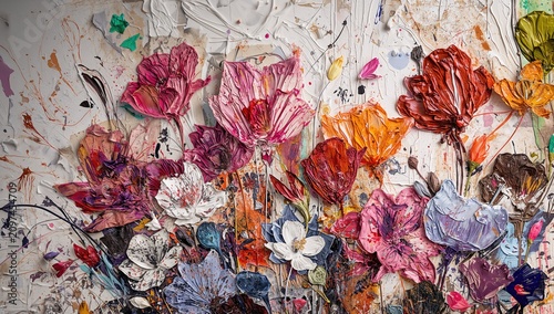 Colorful Floral Relief Art ...