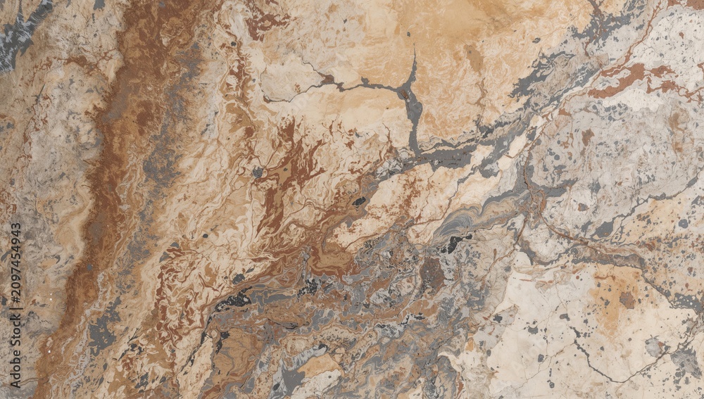 Fototapeta premium Abstract Textured Stone Surface in Earthy Tones with Veins and Patterns