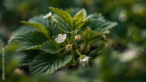 Strawberry Plant with Bloss...