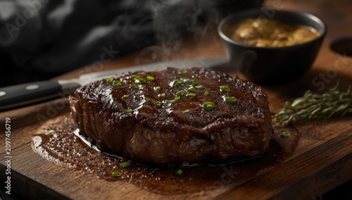 Juicy Steak with Herb Garni...