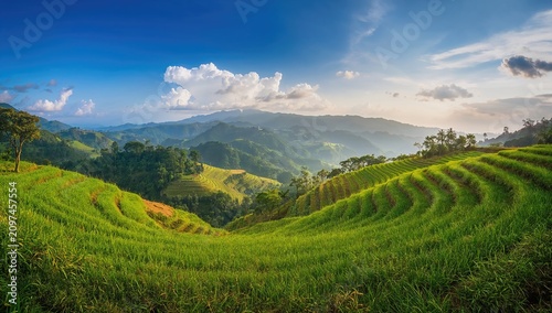 Lush Green Rice Terraces Un...