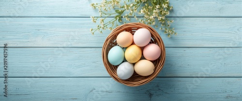 Pastel Easter Eggs in a Bas...