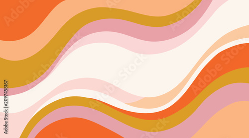 Abstract wavy background with retro 70s style vibrant colors