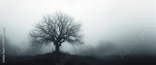 Lonely Tree Silhouetted in ...