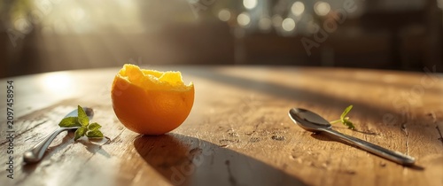 Fresh Orange Half on a Wood...