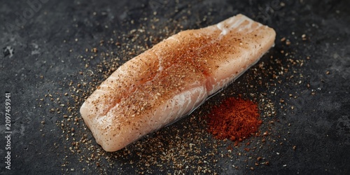 Raw Salmon Fillet Seasoned ...