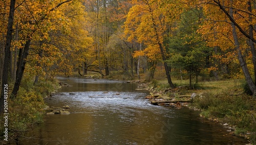 Autumn River Flowing Throug...