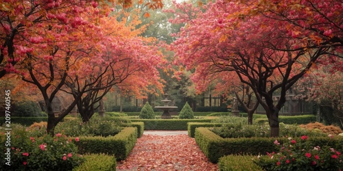 Autumn Garden Pathway Surro...