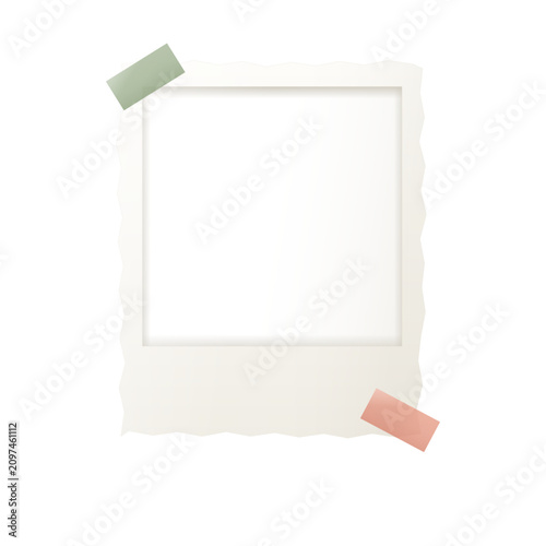 Torn Paper Photo Frame with Washi Tape Corners, Scrapbook Style Blank Mockup