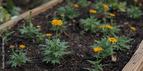 Yellow Marigold Flowers Gro...