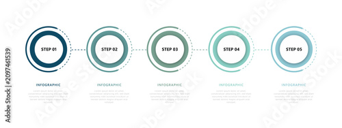Infographic Timeline design with circle for business template. 5-step modern timeline diagram infographic design for your business data.