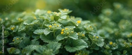 Lush Green Leaves with Yell...