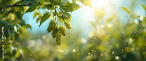 Hangin Green Fruit on Branc...