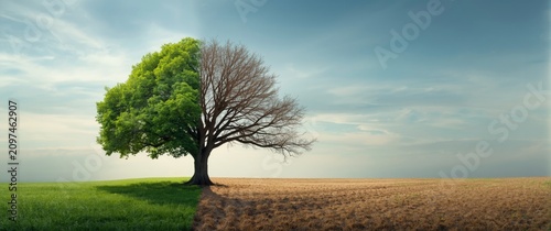 Tree with Half Green Foliag...