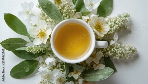 Cup of Herbal Tea Surrounde...