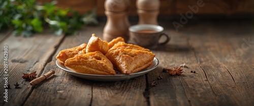 Golden Fried Pastries on Pl...