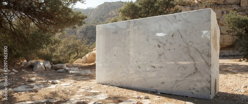 Marble Block Sculpture Surr...