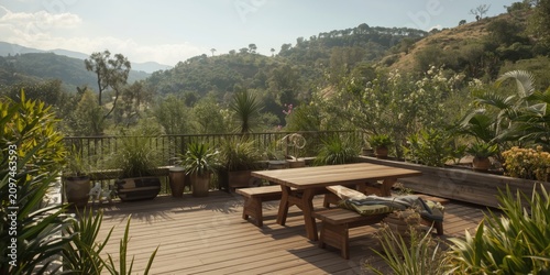 Wooden Deck with Table and ...