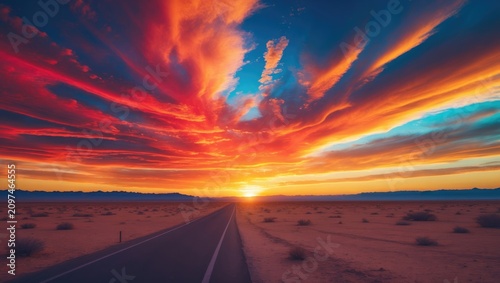 The sky ablaze with hues of...