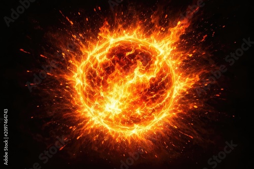 Fiery Exploding Sun Emanati...