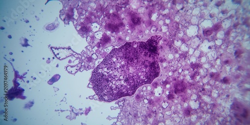 Microscopic view of purple ...