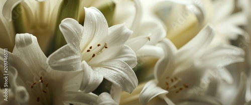 White Lilies in Closeup wit...