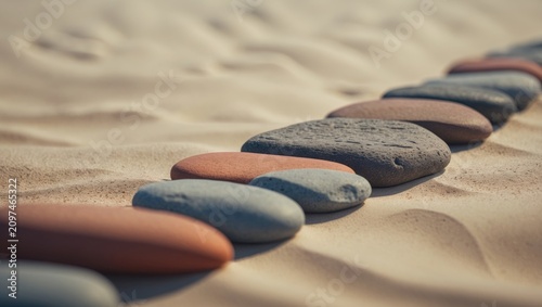 Some sea pebbles aligned al...