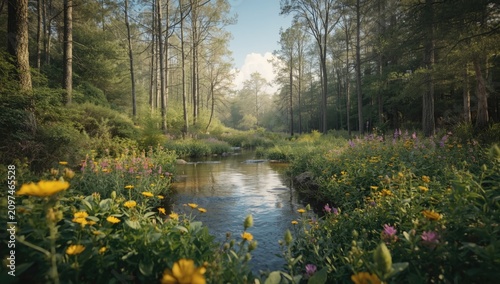 Tranquil water flowing thro...