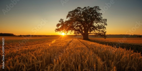Majestic Oak Tree Silhouett...