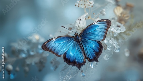 Blue Butterfly Resting on D...