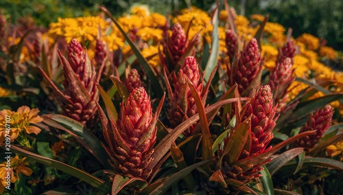 Vibrant Red Pineapples Surr...