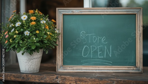 Store open sign written on ...