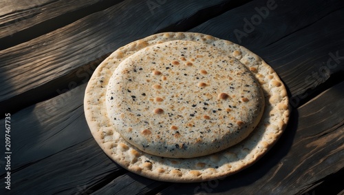 Wooden tabletop view with a...