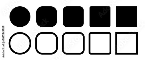 basic rounded square and circle shape icons set geometric outline solid vector collection