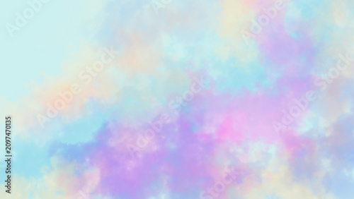 Dreamy light pastel watercolor background with soft colorful clouds