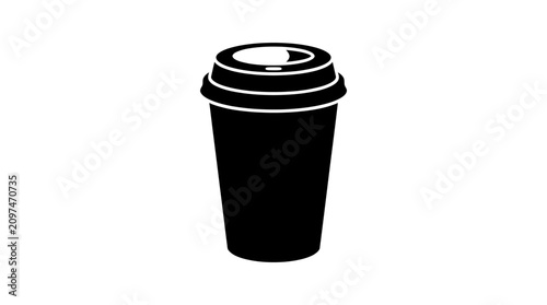Black coffee cup with lid icon