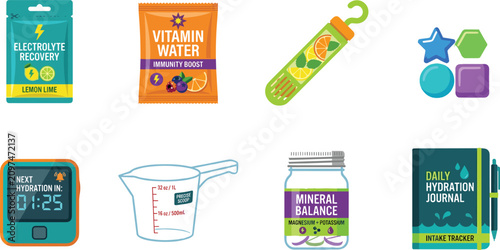 Hydration and Electrolyte Wellness Collection with Drink Supplements Tracker Bottle and Measuring Cup