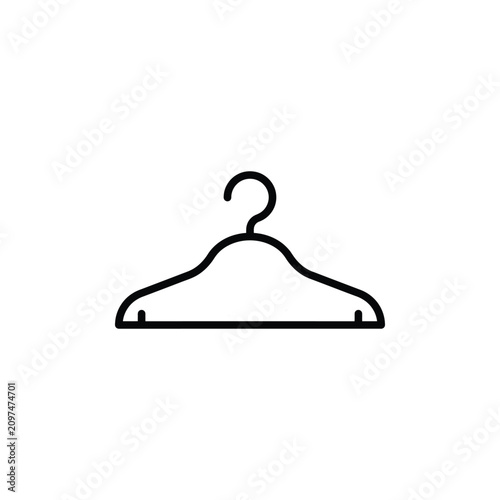 Simple linear clothes hanger icon illustration with clothing wardrobe minimalist accessories