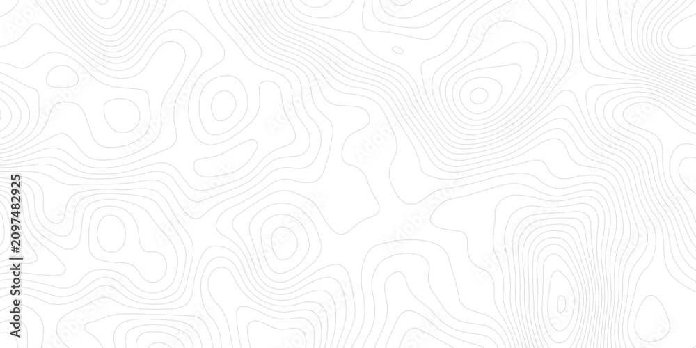 Obraz premium Abstract Gray and White Topographic Contour Lines Background Seamless Vector Pattern for Modern Map Texture Wallpaper Design 