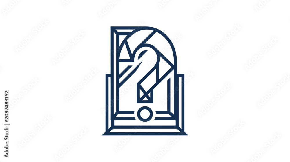 Obraz premium Abstract Question Mark Icon, Geometric Design, Mystery Symbol