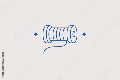 Photos Sewing thread spool line icon for needlework