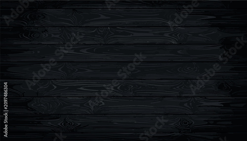 Canvastavla Black Wood Texture Background, Dark Wooden Planks Panel Banner
