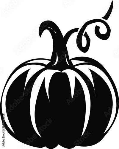 Minimalist black pumpkin silhouette for seasonal fall and holiday graphics
