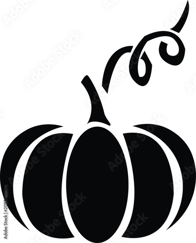 Black Pumpkin Silhouette Icon Vector Illustration for Halloween and Thanksgiving Graphic Design