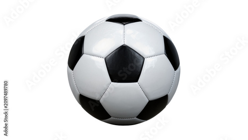 Isolated traditional black and white soccer ball for sports, match, practice, and recreation